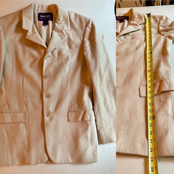 Vintage Ralph Lauren Purple Label Camel Tan Cashmere Four Button Coat Blazer - Picture 15 of 15